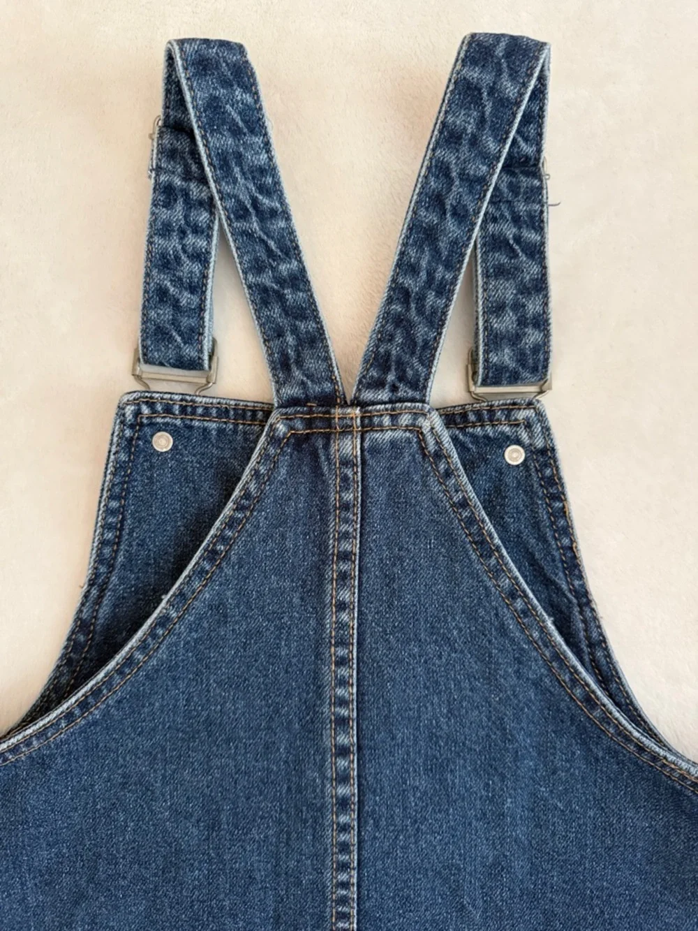 Zara | Dungaree Denim Button Front Overall Jean Jumper Dress Made in Egypt (10) - Picture 9 of 15